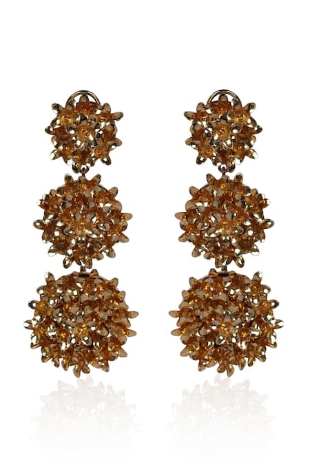 Bijoux By Priya Chandna Gold Sequin Floret Dangler Earrings 