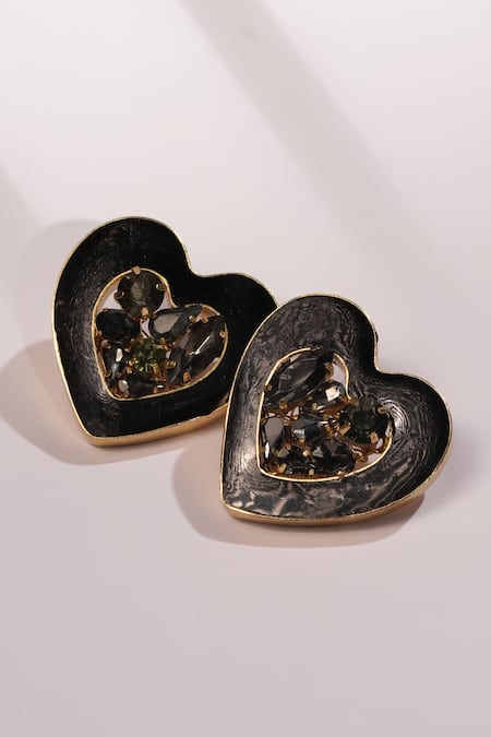 Bijoux By Priya Chandna Gold Plated Heart Shaped Stud Earrings 