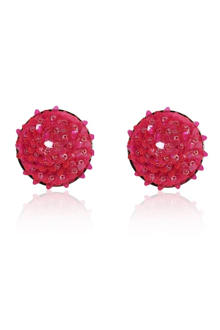 Bijoux By Priya Chandna Pink Sequin Embellished Stud Earrings 