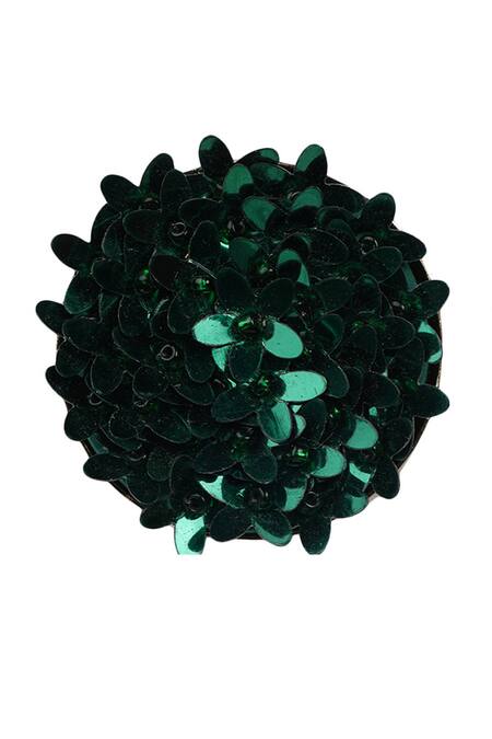 Bijoux By Priya Chandna_Green Sequins Petal Blossom Studs _Online_at_Aza_Fashions