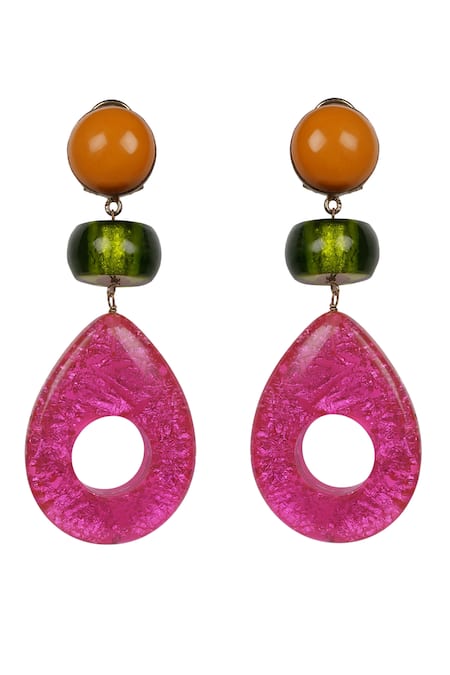 Bijoux By Priya Chandna Teardrop Resin & Foil Detail Earrings 