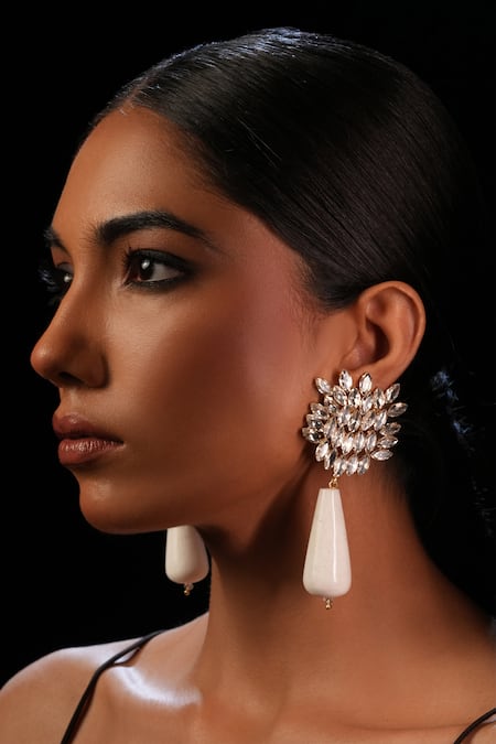 Bijoux By Priya Chandna Crystal Embellished Drop Earrings 