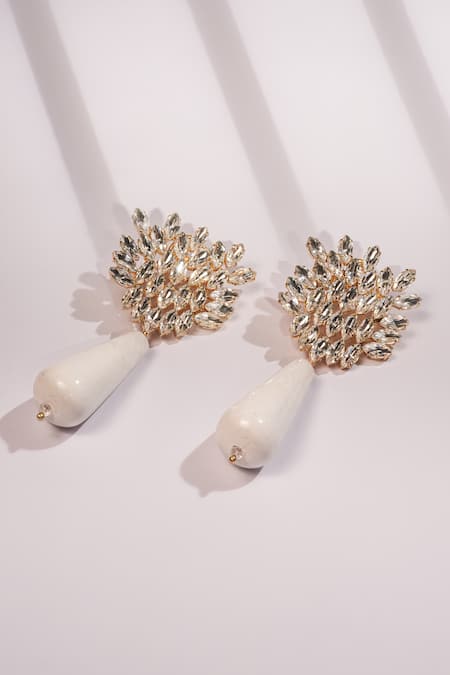 Bijoux By Priya Chandna Gold Plated Crystal Drop Earrings 