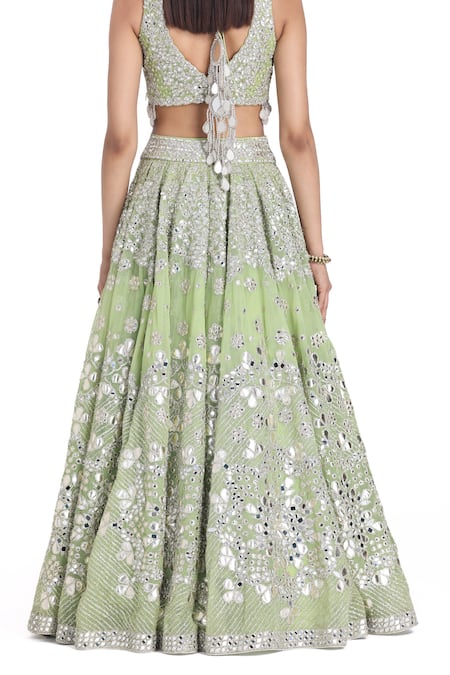 Abhinav Mishra Floral Mirror Embroidered Lehenga Set 