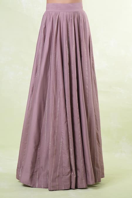 Naintara Bajaj_Pink Silk, Satin, Organza Sequins, Embroidery V-neck Ash Rose Lehenga Set _at_Aza_Fashions