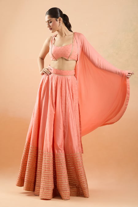 Samyukta Singhania Coral Gota Lace Embroidered Lehenga Set 