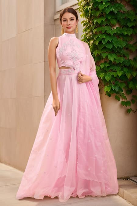 Naintara Bajaj Floral Embroidered Organza Lehenga Set 