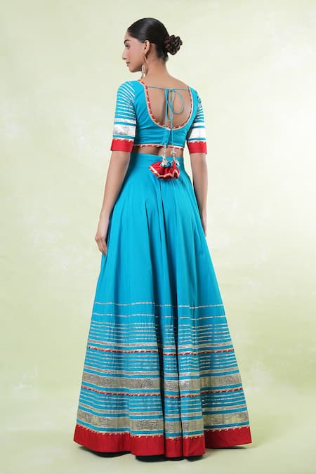 Naintara Bajaj Lace Embroidered Blue Lehenga Set 