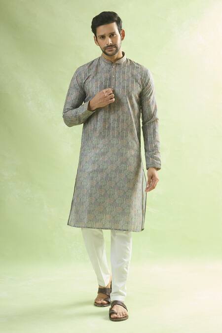 Buy_Arihant Rai Sinha_Green Cotton, Viscose Blossom Print Kurta Set_Online_at_Aza_Fashions