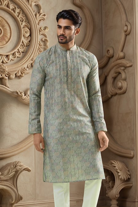 Arihant Rai Sinha Green Blossom Print Kurta 