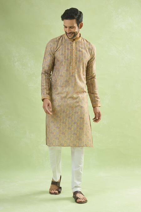 Buy_Arihant Rai Sinha_Yellow Cotton, Viscose Bloomy Print Kurta Set 