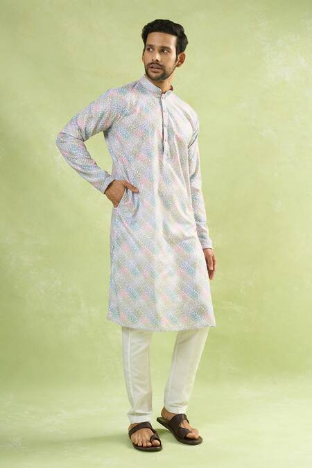 Arihant Rai Sinha_Multi Color Viscose, Cotton Embroidery Chikankari Kurta Set _at_Aza_Fashions