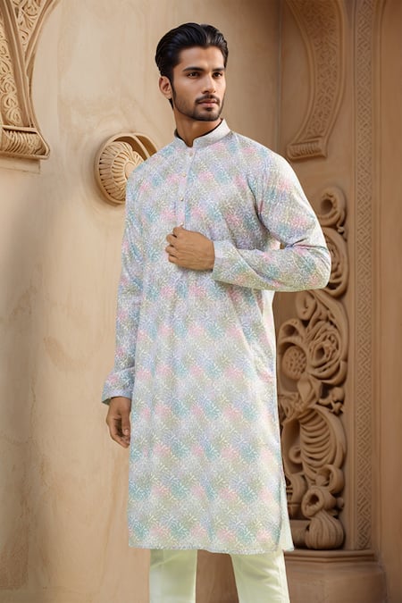 Arihant Rai Sinha Chikankari Gradient Printed Kurta 