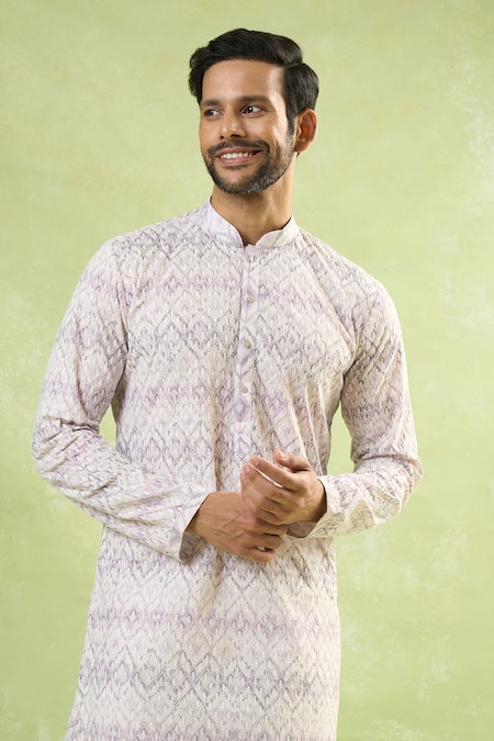 Shop Arihant Rai Sinha Purple Viscose, Cotton Abstract Chikankari Kurta And Pant Set Online at Aza Fashions Shop_Arihant Rai Sinha_Purple Viscose, Cotton Abstract Chikankari Kurta And Pant Set _Online_at_Aza_Fashions