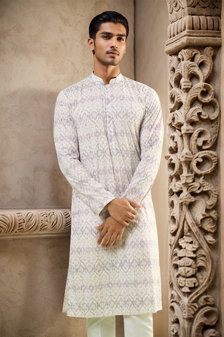 Arihant Rai Sinha Abstract Print Chikankari Kurta 