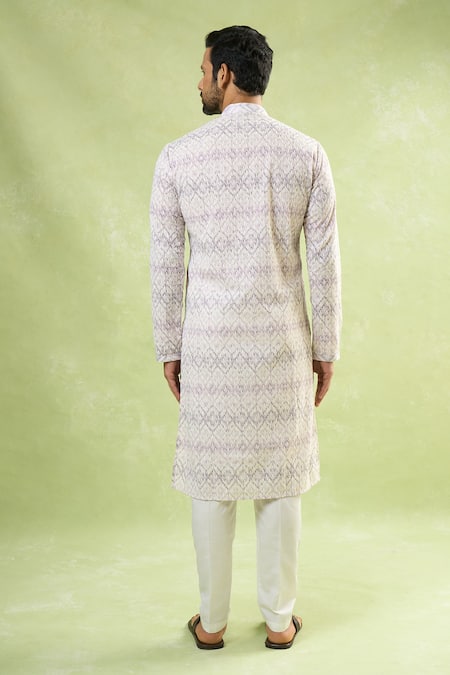 Arihant Rai Sinha Abstract Print Chikankari Kurta 