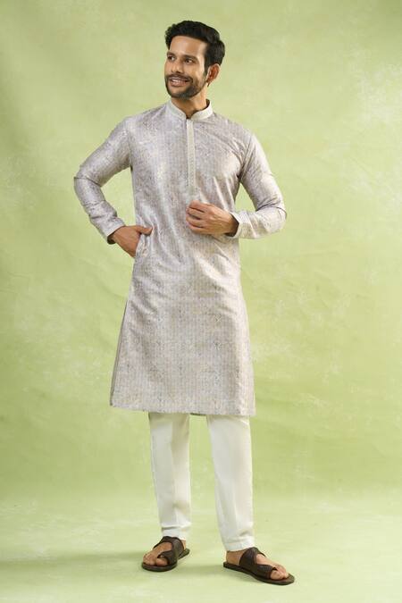 Buy Arihant Rai Sinha Gray Viscose, Polyester Embroidery Mughal Geometric Print Kurta And Pant Set Online at Aza Fashions Buy_Arihant Rai Sinha_Gray Viscose, Polyester Embroidery Mughal Geometric Print Kurta And Pant Set _Online_at_Aza_Fashions