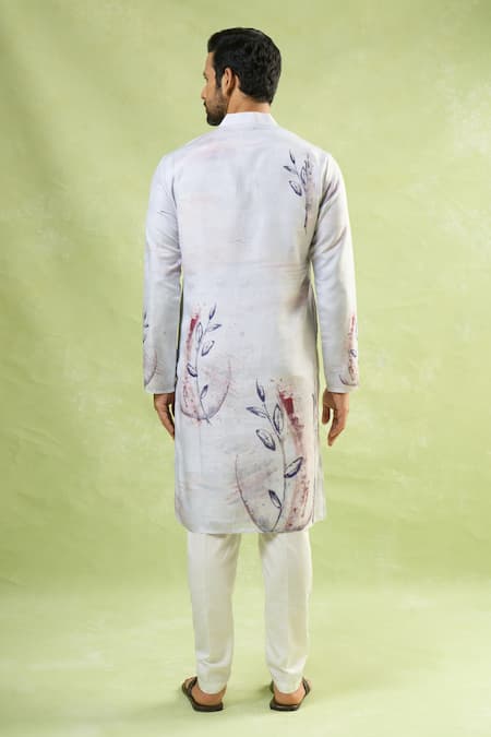 Shop Arihant Rai Sinha Cream Viscose, Polyester Floral Printed Kurta Set at Aza Fashions Shop_Arihant Rai Sinha_Cream Viscose, Polyester Floral Printed Kurta Set_at_Aza_Fashions
