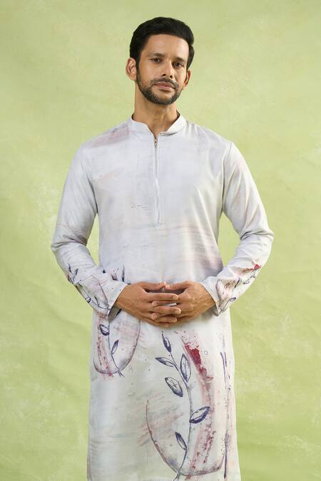 Arihant Rai Sinha Cream Viscose, Polyester Floral Printed Kurta Set at Aza Fashions Arihant Rai Sinha_Cream Viscose, Polyester Floral Printed Kurta Set_at_Aza_Fashions