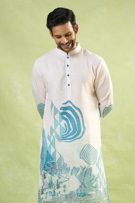 Buy Arihant Rai Sinha Cream Viscose, Cotton Abstract Print Kurta Set Online at Aza Fashions Buy_Arihant Rai Sinha_Cream Viscose, Cotton Abstract Print Kurta Set_Online_at_Aza_Fashions