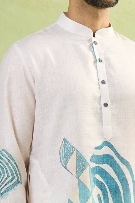 Shop Arihant Rai Sinha Cream Viscose, Cotton Abstract Print Kurta Set Online at Aza Fashions Shop_Arihant Rai Sinha_Cream Viscose, Cotton Abstract Print Kurta Set_Online_at_Aza_Fashions