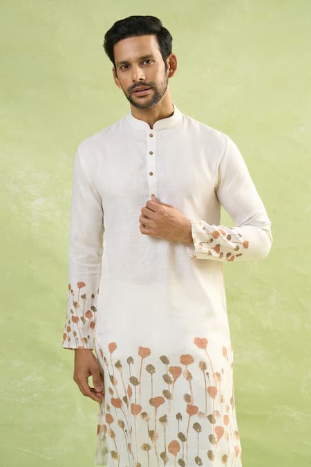 Buy Arihant Rai Sinha Cream Viscose, Cotton Embroidery Abstract Tulip Print Kurta Set Online at Aza Fashions Buy_Arihant Rai Sinha_Cream Viscose, Cotton Embroidery Abstract Tulip Print Kurta Set_Online_at_Aza_Fashions