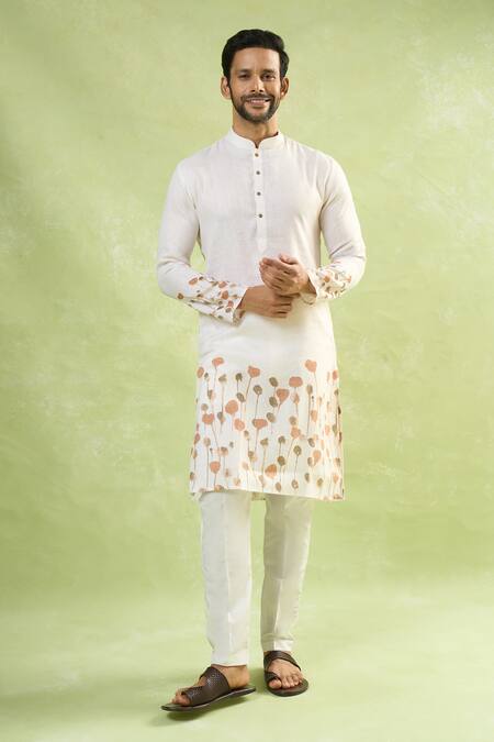 Buy Arihant Rai Sinha Cream Viscose, Cotton Embroidery Abstract Tulip Print Kurta Set Buy_Arihant Rai Sinha_Cream Viscose, Cotton Embroidery Abstract Tulip Print Kurta Set