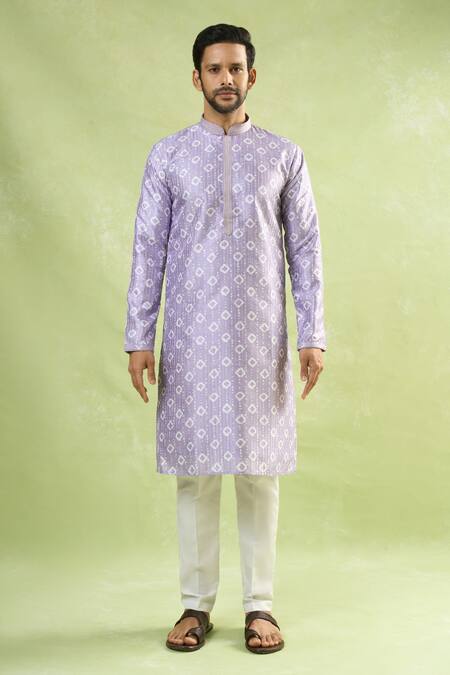 Arihant Rai Sinha Purple Viscose, Polyester Sequins Geometric Embroidered Kurta Set at Aza Fashions Arihant Rai Sinha_Purple Viscose, Polyester Sequins Geometric Embroidered Kurta Set_at_Aza_Fashions