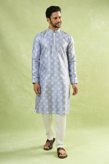 Buy_Arihant Rai Sinha_Gray Viscose, Polyester Sequins Geometric Embroidered Kurta Set