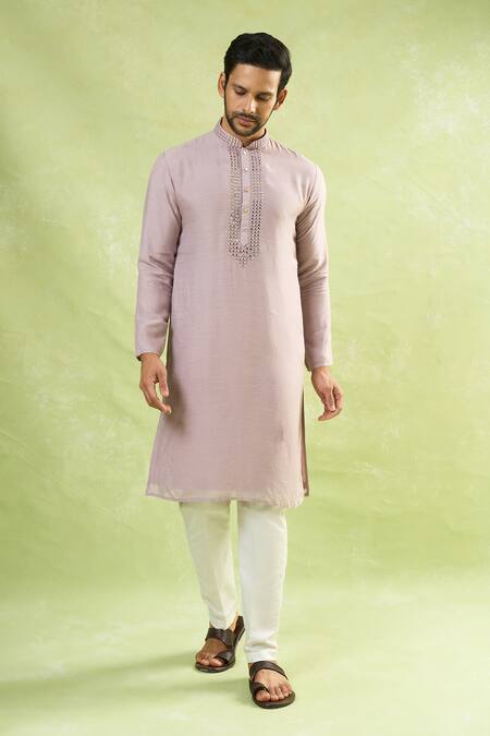 Shop Arihant Rai Sinha Purple Cotton, Polyester Mirrors, Embroidery And Thread Kurta Set Online at Aza Fashions Shop_Arihant Rai Sinha_Purple Cotton, Polyester Mirrors, Embroidery And Thread Kurta Set_Online_at_Aza_Fashions