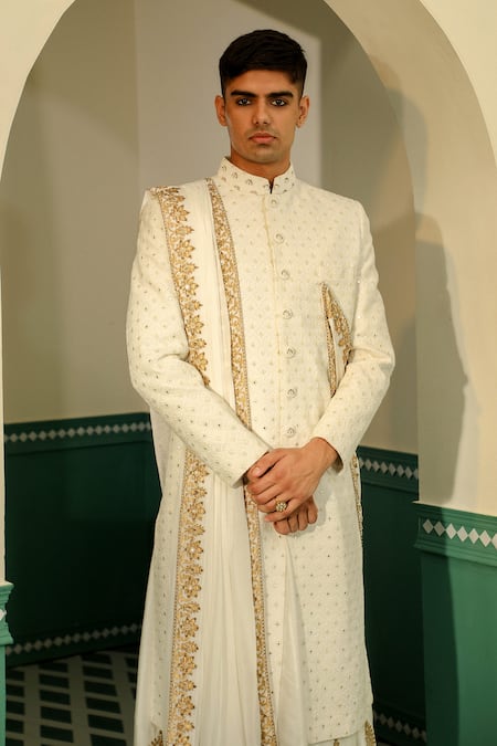 Sulakshna Jasra Dori Border Embroidered Sherwani Set 