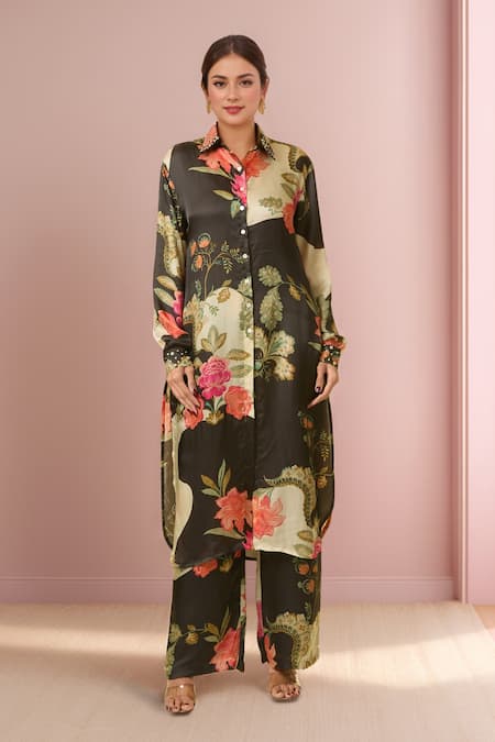 Paulmi and Harsh Bloom Print Shirt Tunic & Pant Set 