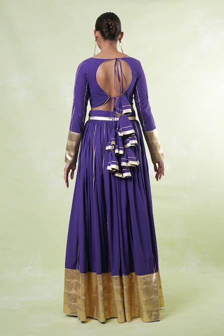 Naintara Bajaj Purple Gota Lace Embroidered Lehenga Set 