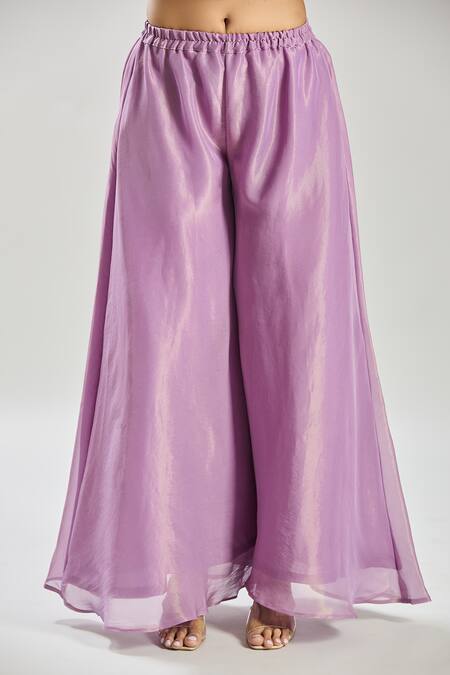 Shop_Samyukta Singhania_Purple Tissue Sequins, Zari Sweetheart Neck Floral Vine Embroidered Kurta Set_Online_at_Aza_Fashions