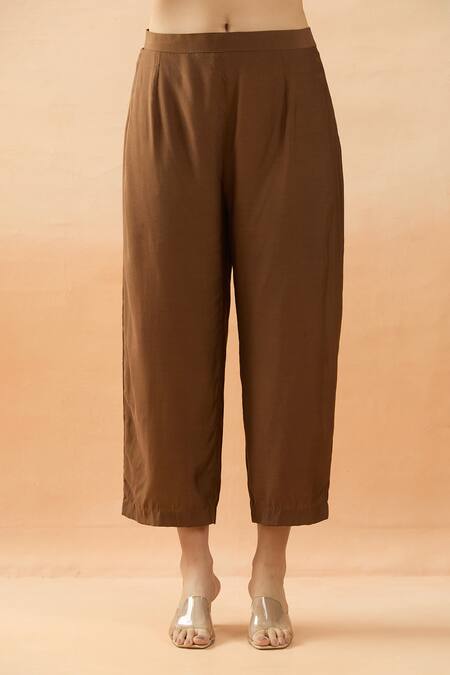 Buy Brij Brown Chanderi Silk, Muslin Embroidery Open Neck, Thread Jacket Kurta Set Online at Aza Fashions Buy_Brij_Brown Chanderi Silk, Muslin Embroidery Open Neck, Thread Jacket Kurta Set _Online_at_Aza_Fashions