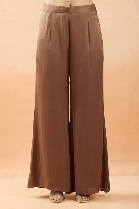 Brij Brown Modal, Satin Embroidery Open Neck, Dori Floral Jacket Pant Set Online at Aza Fashions Brij_Brown Modal, Satin Embroidery Open Neck, Dori Floral Jacket Pant Set _Online_at_Aza_Fashions