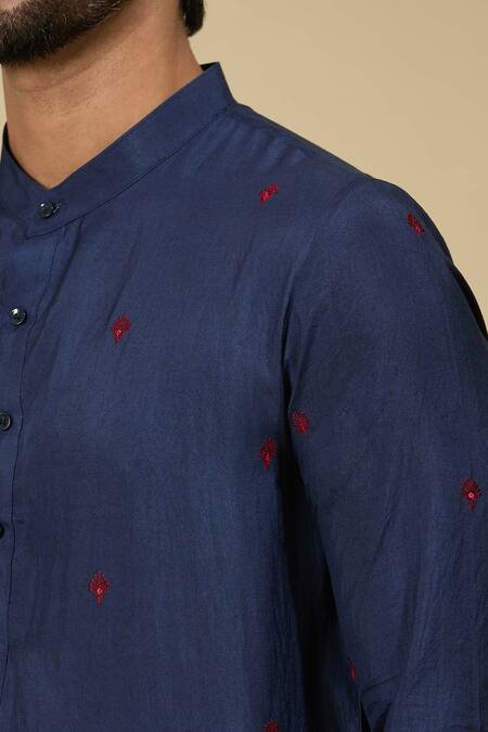 Buy Ewoke Blue Tencel Embroidery Floral Kurta Set Online at Aza Fashions Buy_Ewoke_Blue Tencel Embroidery Floral Kurta Set _Online_at_Aza_Fashions