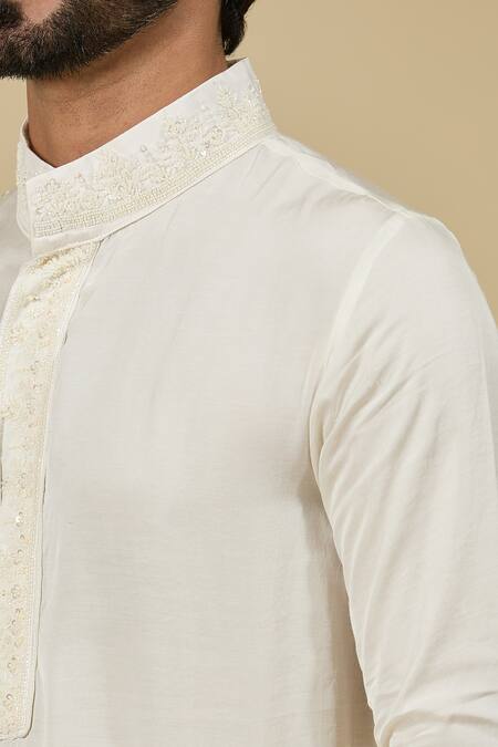 Ewoke Off White Tencel Sequins, Cut Work Cutdana And Embroidered Kurta Set Online at Aza Fashions Ewoke_Off White Tencel Sequins, Cut Work Cutdana And Embroidered Kurta Set _Online_at_Aza_Fashions