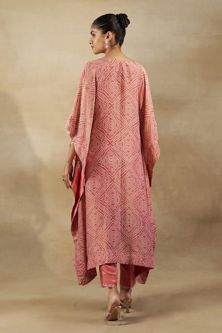 Shalkii Bandhani Embroidered Kaftan Kurta & Pant Set 