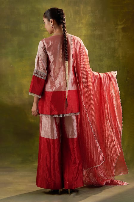 Shalkii Garden Theme Embroidered Kurta Palazzo Set 