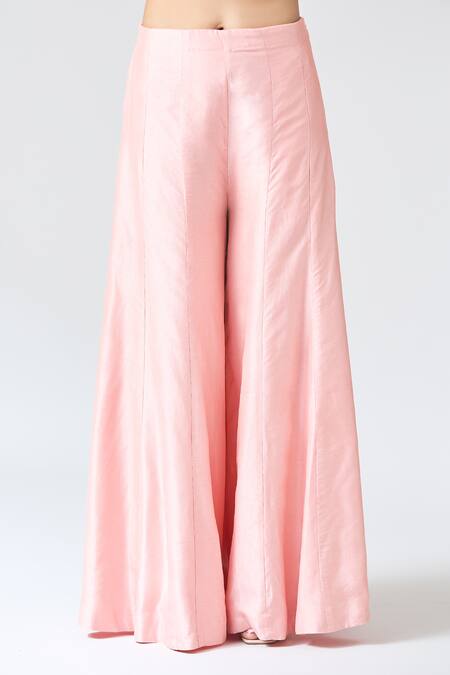 Buy_Gopi Vaid_Pink Tussar Tassels, Mirrors Scoop Neck Embroidered Jacket And Sharara Set 