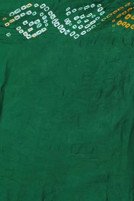 Samyukta Singhania_Green Silk Zari, Embroidery Gharchola Bandhani Saree And Unstitched Blouse_Online_at_Aza_Fashions