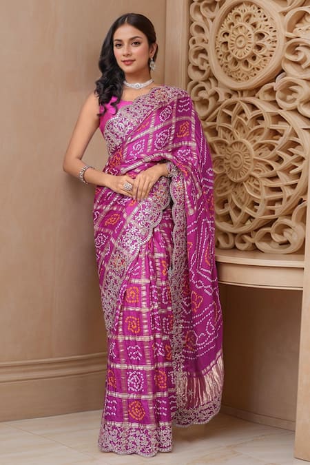 Samyukta Singhania Gota Work Bandhani Gharchola Saree 