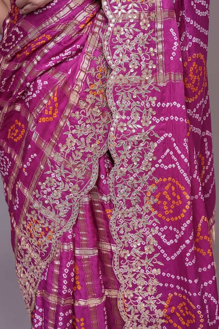 Samyukta Singhania Purple Silk Gota Patti, Zari, Sequins Work Bandhani Gharchola Saree Online at Aza Fashions Samyukta Singhania_Purple Silk Gota Patti, Zari, Sequins Work Bandhani Gharchola Saree_Online_at_Aza_Fashions
