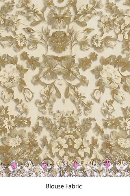 Samyukta Singhania_Yellow Organza Gota Patti, Embroidery Floral Printed Saree With Blouse Piece_Online_at_Aza_Fashions