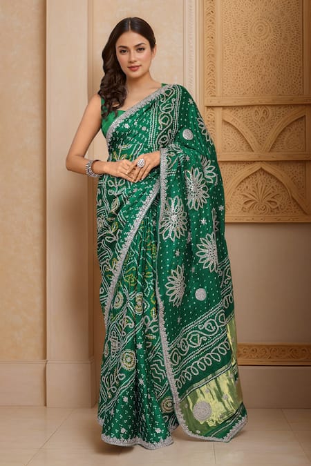 Samyukta Singhania Floral Gota Work Saree & Unstitched Blouse Piece 