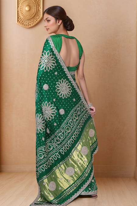 Samyukta Singhania Floral Gota Work Saree & Unstitched Blouse Piece 