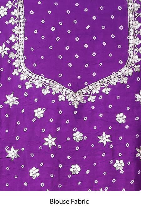 Buy_Samyukta Singhania_Purple Silk Gota Patti, Embroidery Round Neck Bandhani Work Saree_Online_at_Aza_Fashions