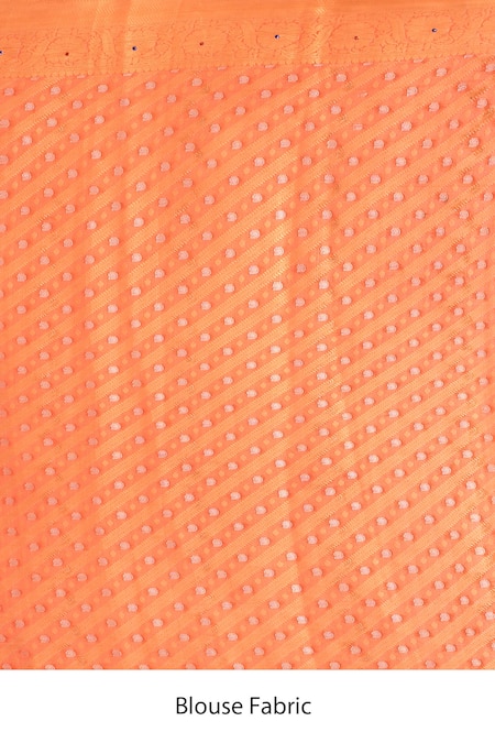 Naintara Bajaj_Orange Silk Beads Floral Woven Kanjeevaram Saree _Online_at_Aza_Fashions