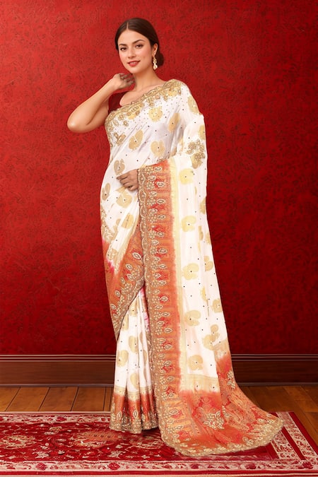 Samyukta Singhania Peacock Pattern Silk Saree With Running Blouse 